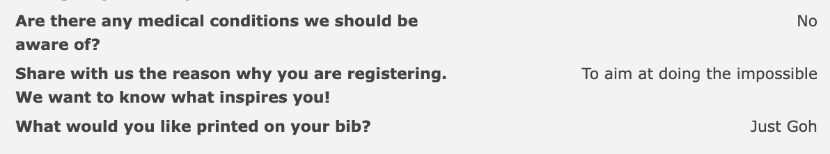 Screenshot snippet of 2023 Melbourne Marathon email confirmation